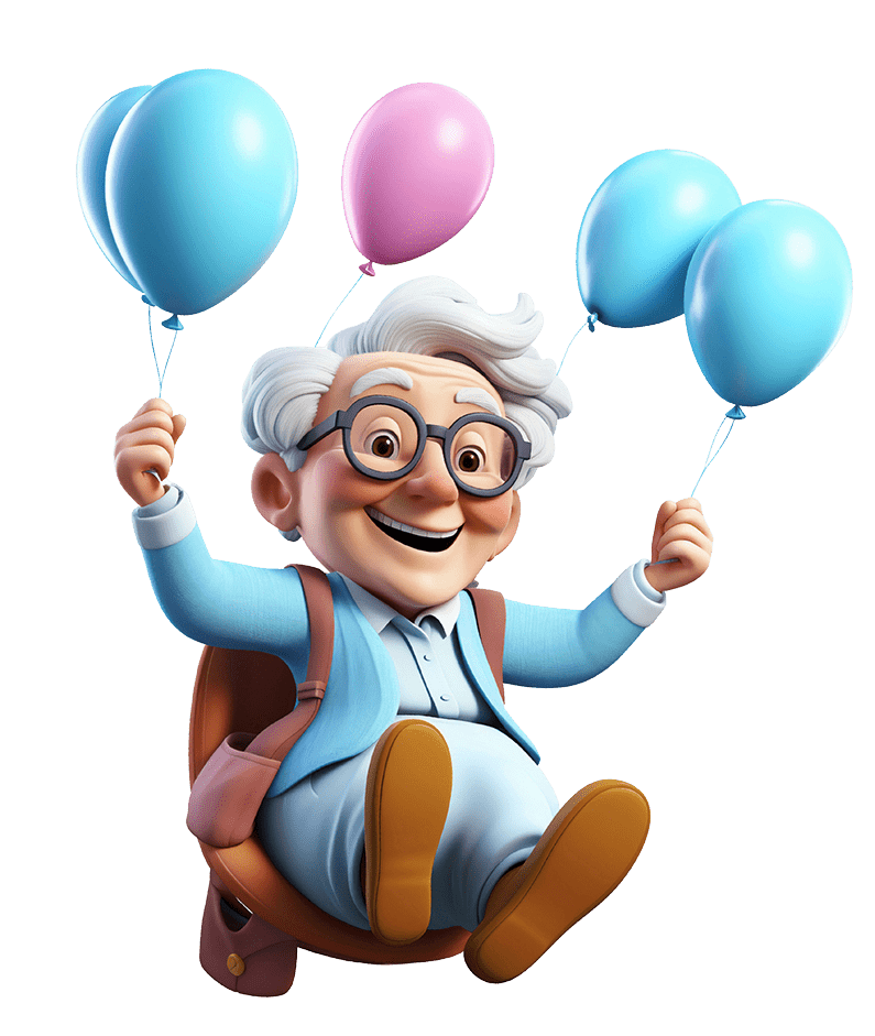 oldman and balloons